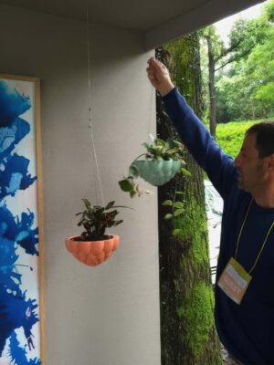 Visitors gathering for tea ceremony at We Heart Melbourne balcony garden exhibition in Nagasaki, Japan 2015